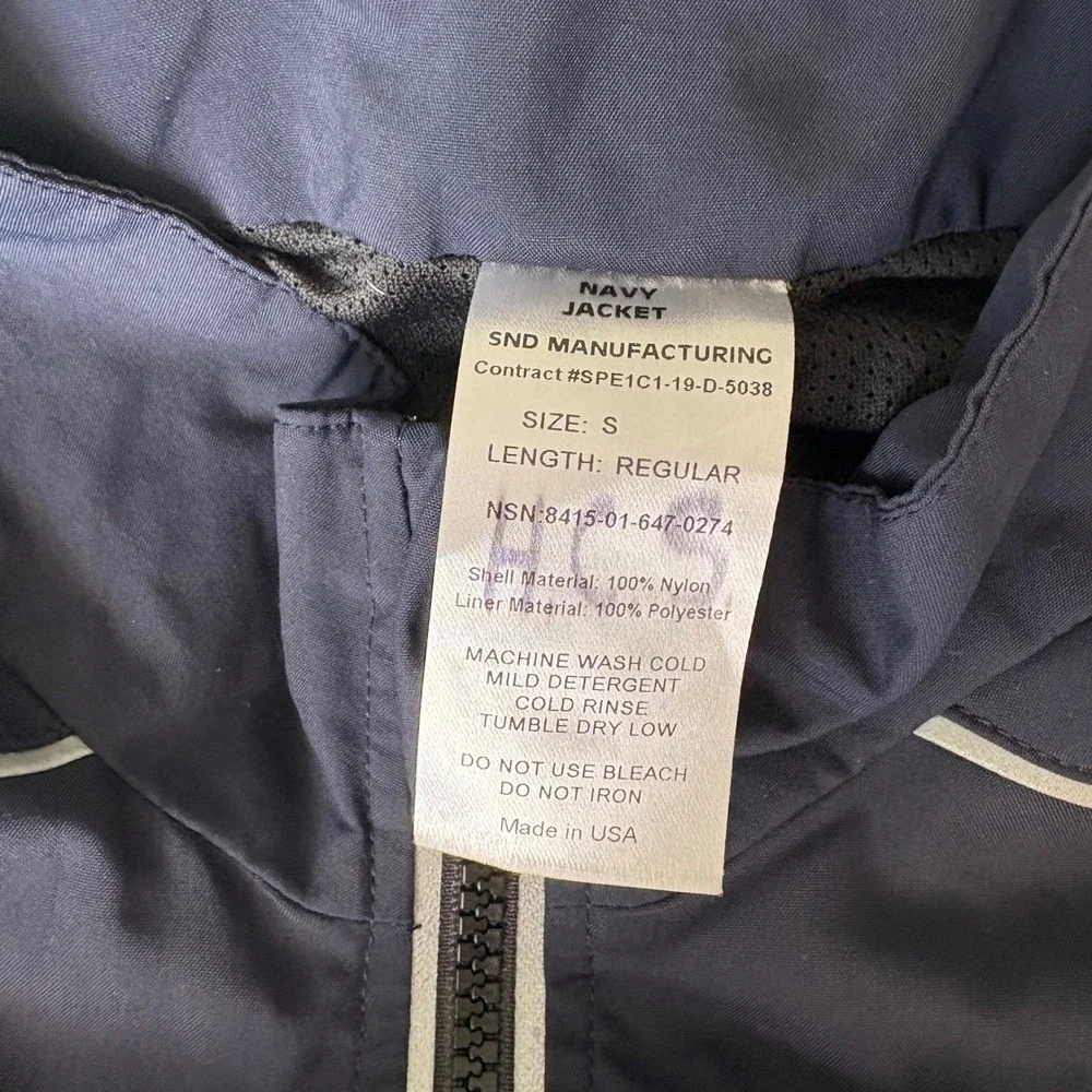 Navy Jacket Windbreaker Full Zip Lightweight Mens‎ Small Military
